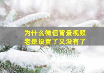 为什么微信背景视频老是设置了又没有了