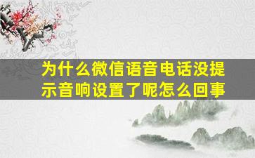 为什么微信语音电话没提示音响设置了呢怎么回事