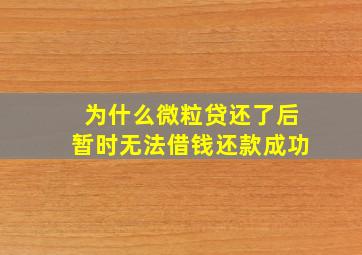 为什么微粒贷还了后暂时无法借钱还款成功