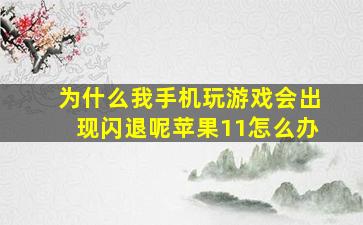 为什么我手机玩游戏会出现闪退呢苹果11怎么办