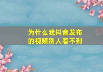 为什么我抖音发布的视频别人看不到