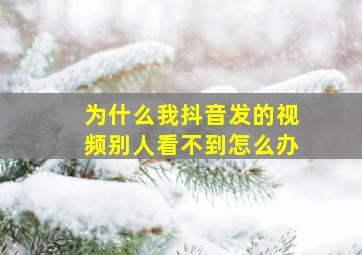 为什么我抖音发的视频别人看不到怎么办