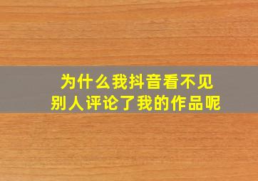 为什么我抖音看不见别人评论了我的作品呢