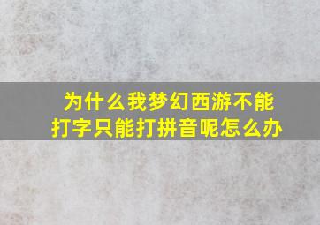 为什么我梦幻西游不能打字只能打拼音呢怎么办