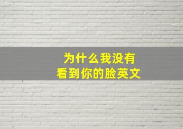 为什么我没有看到你的脸英文