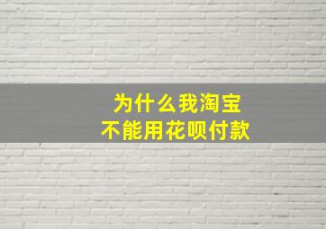 为什么我淘宝不能用花呗付款