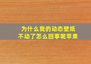 为什么我的动态壁纸不动了怎么回事呢苹果