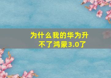 为什么我的华为升不了鸿蒙3.0了