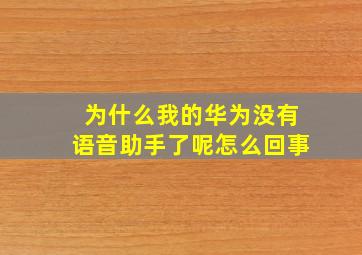 为什么我的华为没有语音助手了呢怎么回事