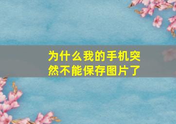 为什么我的手机突然不能保存图片了