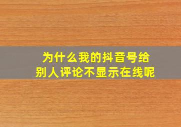 为什么我的抖音号给别人评论不显示在线呢