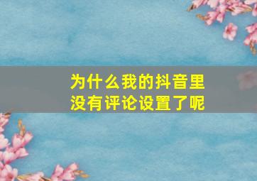 为什么我的抖音里没有评论设置了呢