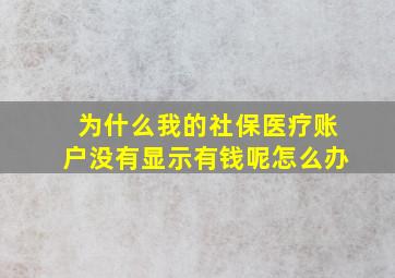 为什么我的社保医疗账户没有显示有钱呢怎么办