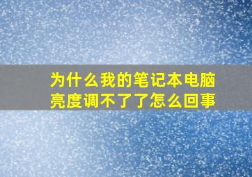 为什么我的笔记本电脑亮度调不了了怎么回事