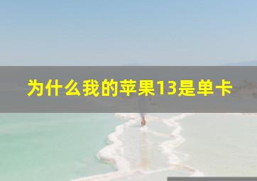 为什么我的苹果13是单卡