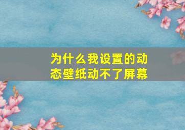 为什么我设置的动态壁纸动不了屏幕