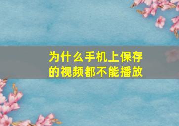 为什么手机上保存的视频都不能播放