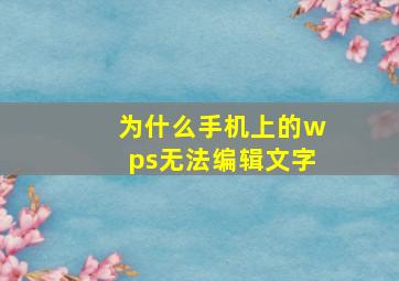 为什么手机上的wps无法编辑文字