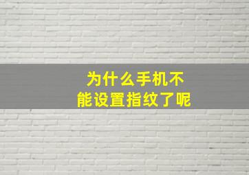 为什么手机不能设置指纹了呢