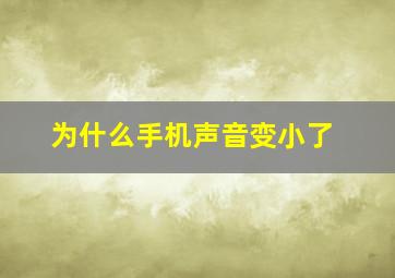 为什么手机声音变小了