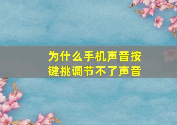 为什么手机声音按键挑调节不了声音