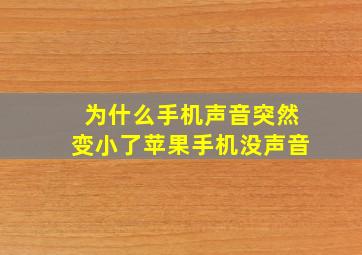 为什么手机声音突然变小了苹果手机没声音