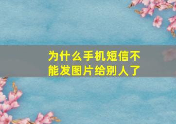 为什么手机短信不能发图片给别人了