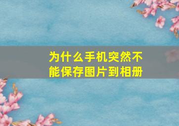 为什么手机突然不能保存图片到相册