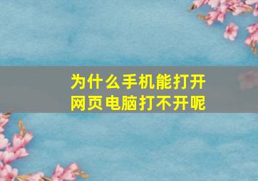 为什么手机能打开网页电脑打不开呢