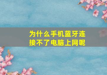 为什么手机蓝牙连接不了电脑上网呢