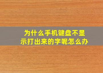 为什么手机键盘不显示打出来的字呢怎么办