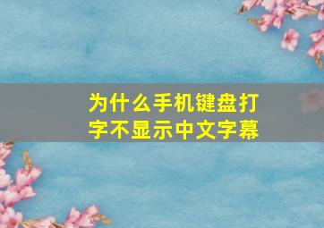 为什么手机键盘打字不显示中文字幕