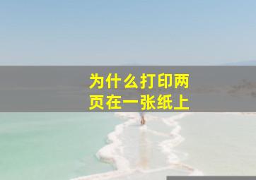 为什么打印两页在一张纸上