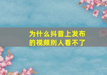 为什么抖音上发布的视频别人看不了