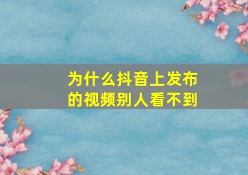 为什么抖音上发布的视频别人看不到