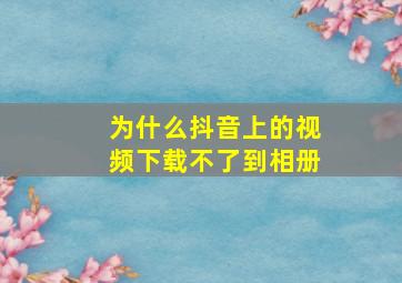 为什么抖音上的视频下载不了到相册