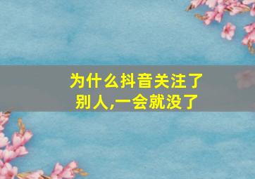 为什么抖音关注了别人,一会就没了