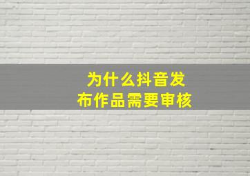 为什么抖音发布作品需要审核