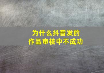 为什么抖音发的作品审核中不成功