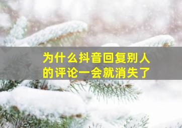 为什么抖音回复别人的评论一会就消失了