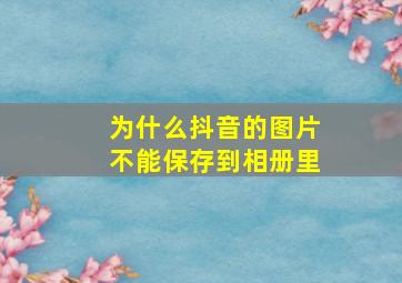 为什么抖音的图片不能保存到相册里