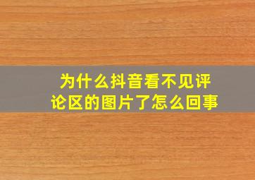 为什么抖音看不见评论区的图片了怎么回事