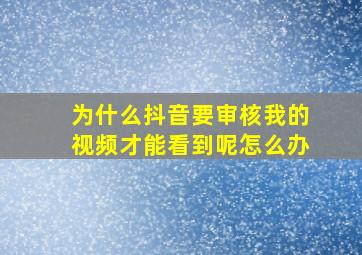 为什么抖音要审核我的视频才能看到呢怎么办