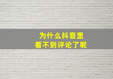 为什么抖音里看不到评论了呢