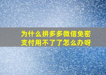 为什么拼多多微信免密支付用不了了怎么办呀