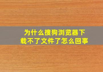 为什么搜狗浏览器下载不了文件了怎么回事