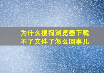 为什么搜狗浏览器下载不了文件了怎么回事儿