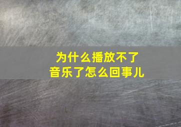 为什么播放不了音乐了怎么回事儿