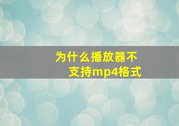 为什么播放器不支持mp4格式