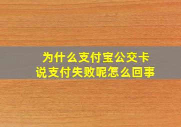 为什么支付宝公交卡说支付失败呢怎么回事